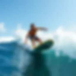 Dynamic surfboard riding in action