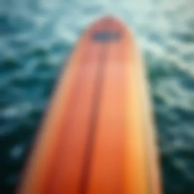 Artistry in Surfboard Craftsmanship Close-up of a surfboard showcasing its design