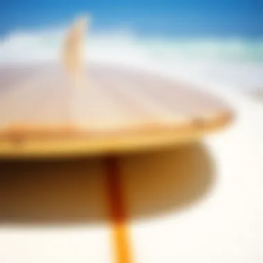 Close-up of surfboard materials and textures
