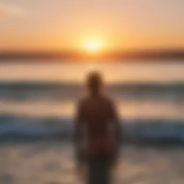 A vibrant sunset over the ocean, symbolizing the end of a surf day