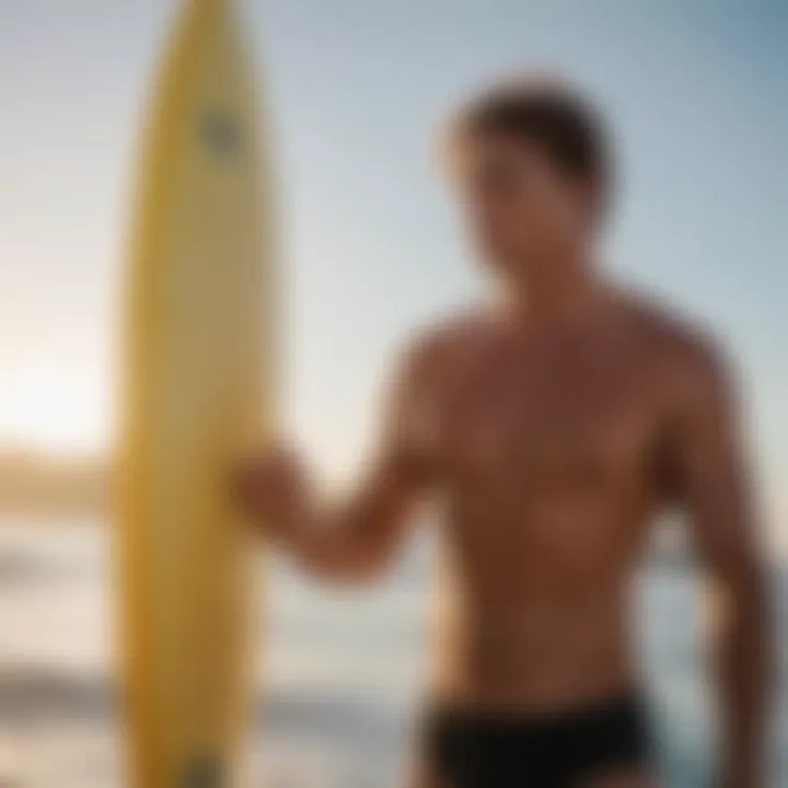 Surfer applying sunscreen before hitting the waves