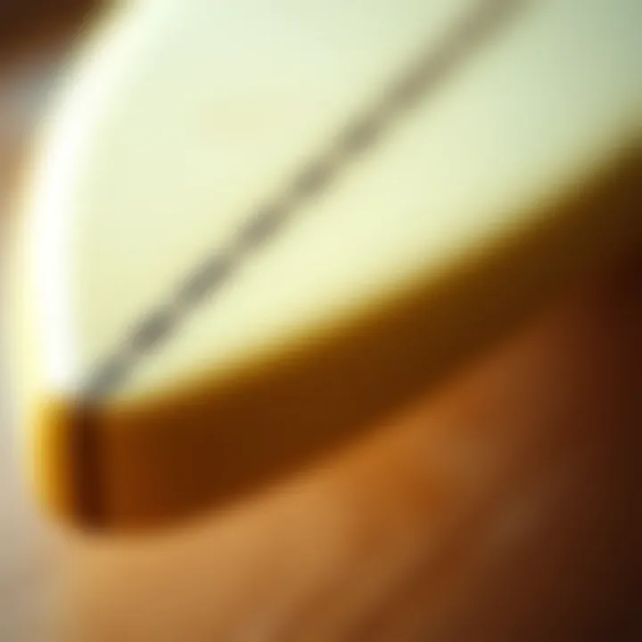 Detail of Foam Surfboard Construction Close-up of a foam surfboard's texture and construction