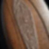 Close-up of a surfboard showcasing intricate design details