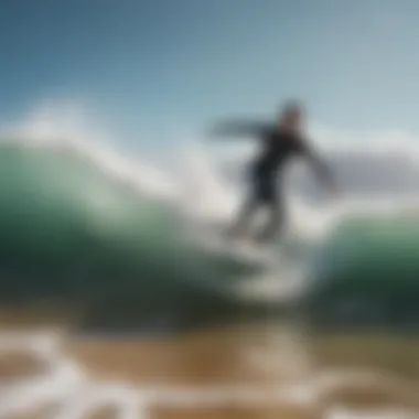 Electric Surfboard Gliding on Waves Electric surfboard on a sunny beach