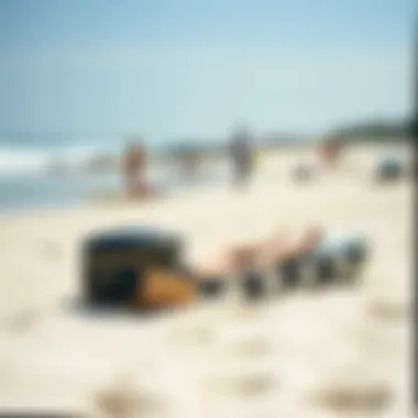 Comfort at the Beach Comfortable beach changing mat on sandy shore