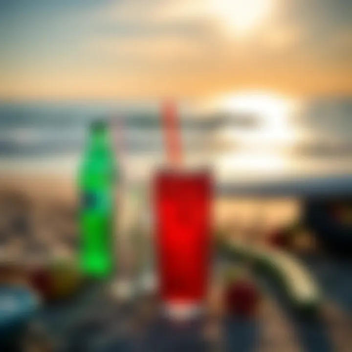 Optimal Hydration Solutions for Athletes A refreshing hydration drink setup on the beach