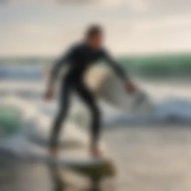 Embracing the Surf: A Beginner's Journey on a Beater Board Beginner surfer enjoying the experience on a beater surf board