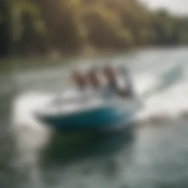 Group enjoying wakesurfing behind a boat