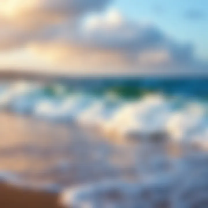 Gentle Waves for Beginner Surfers A serene beach with gentle waves, perfect for novice surfers.