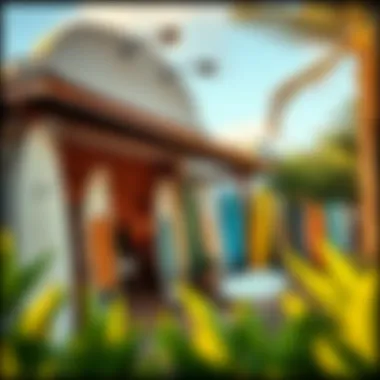 Surfboard Rentals for New Surfers An inviting surfboard rental shop near the beach.