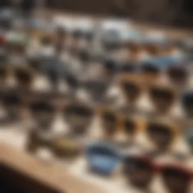 Diverse Collection of Top Surf Sunglasses Selection of various surf sunglasses on a table
