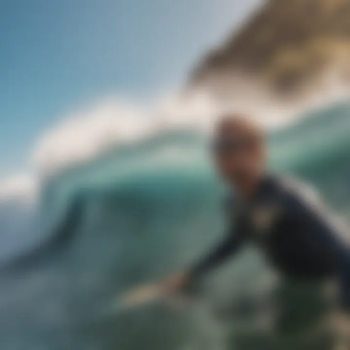 Surfer wearing sunglasses while riding a wave