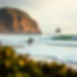 A serene beach with gentle waves perfect for beginners