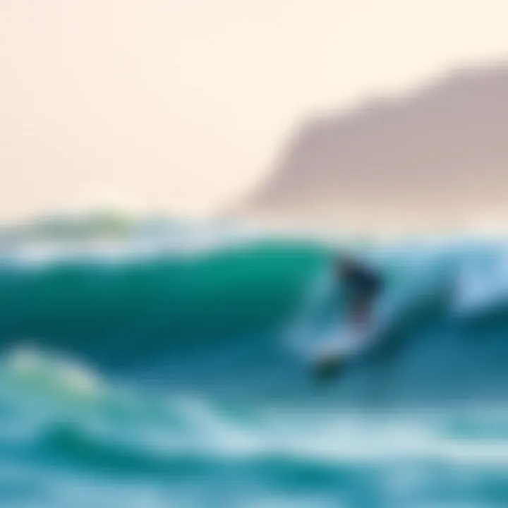 Adventurous surfers riding challenging waves