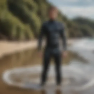 Wetsuit Flexibility and Durability A wetsuit hanging to dry, emphasizing its flexibility and durability in various weather conditions.