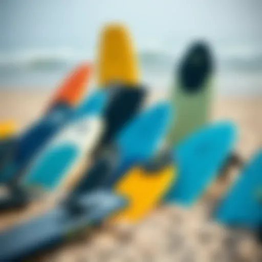 Exploring Different Types of Boogie Board Flippers Various types of boogie board flippers displayed on a beach
