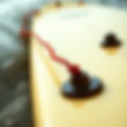 Detailed view of a boogie board string showcasing its connection to the board