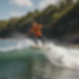 A thrilling moment of a surfer gliding over the waves at BSR Cable Park