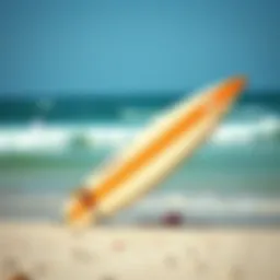 Cabrinha surfboard on a vibrant beach