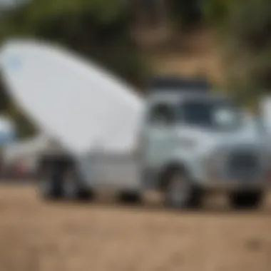 Understanding Truck Specifications Close-up of truck specifications and measurements for surfboards