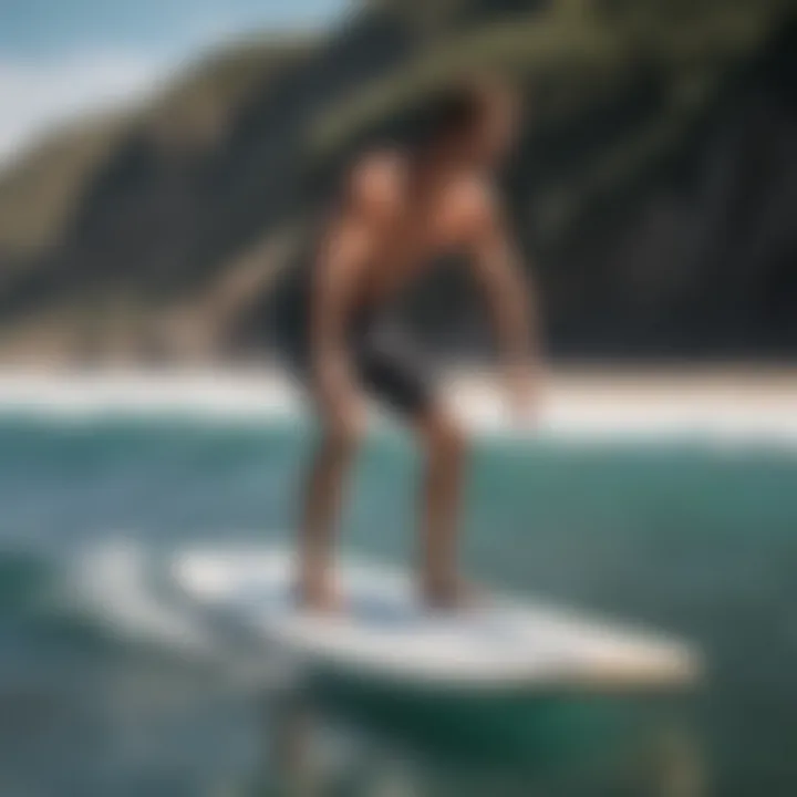 Surfer practicing balance exercises on a stability board