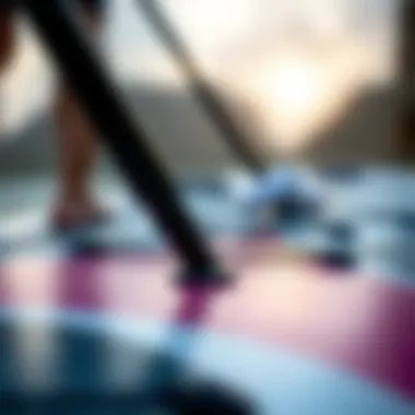 Inflatable SUP Features Close-up of inflatable SUP features and design