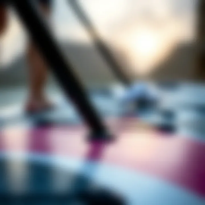 Inflatable SUP Features Close-up of inflatable SUP features and design