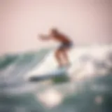 Dynamic surfer riding an inflatable SUP on a wave