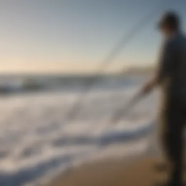 Penn Prevail II Surf Rod in Use Angler using the Penn Prevail II Surf Rod in action