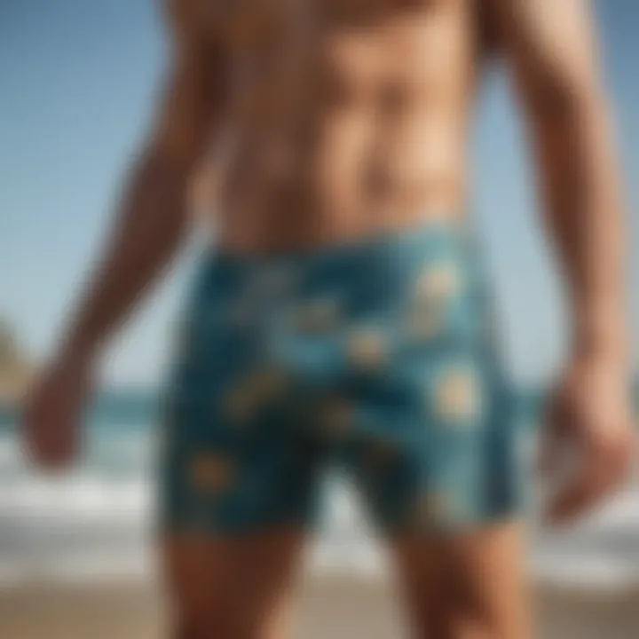 Visual representation of the fit of Billabong swim trunks on a model