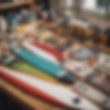 Sustainable Repair Solutions for Surfboards Eco-friendly epoxy repair kit components arranged neatly on a workbench