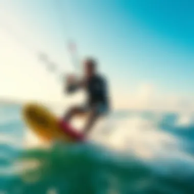 Breathtaking view of kite surfing in action