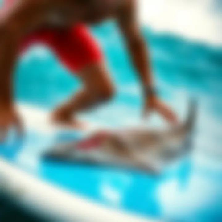 Injury Care Techniques in Surfing Surfer demonstrating stingray injury care techniques