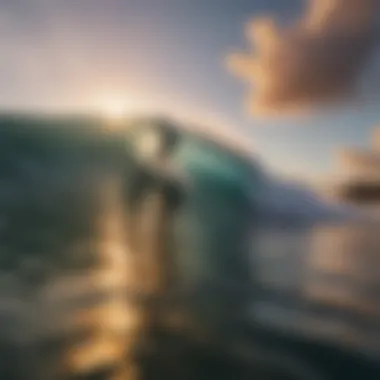 The Beauty of Surfing: A Glimpse into Oceanic Wonders A surfer riding a wave under a vivid sunset, highlighting the beauty of ocean environments.