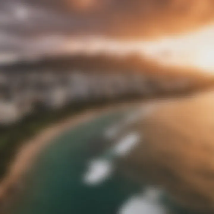 A vibrant sunset over the Honolulu skyline