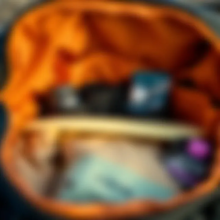 Organizational Features of the Dakine Surf Bag Interior compartments of the Dakine surf bag highlighting organizational features