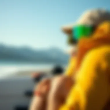 Sustainability in Surfing A close-up of eco-friendly surf gear, emphasizing the relationship between surfing and environmental consciousness.