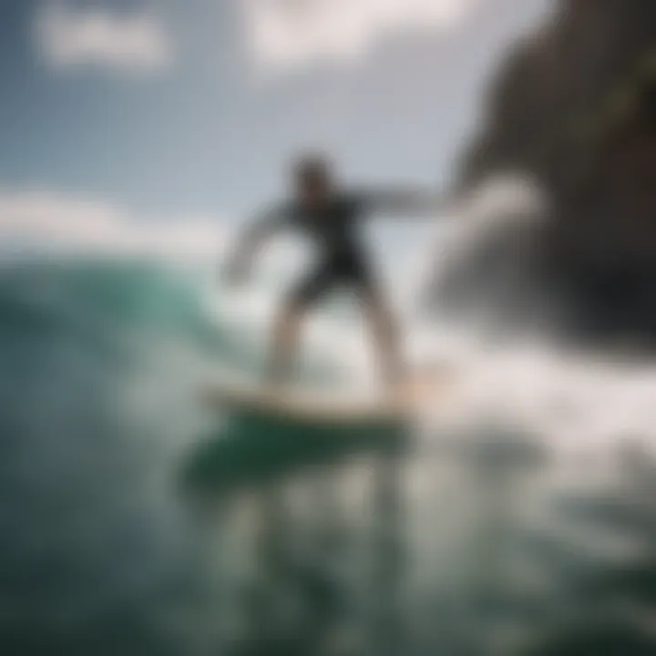 A skilled surfer showcasing proper paddle board technique on water.