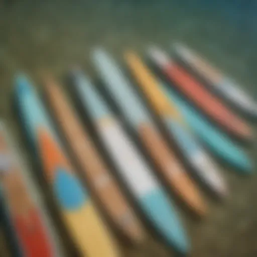 Different types of paddle boards displayed side by side for comparison.