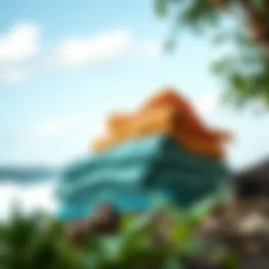 Sustainable Surf Changing Towels in Nature Eco-friendly surf changing towels in a natural setting