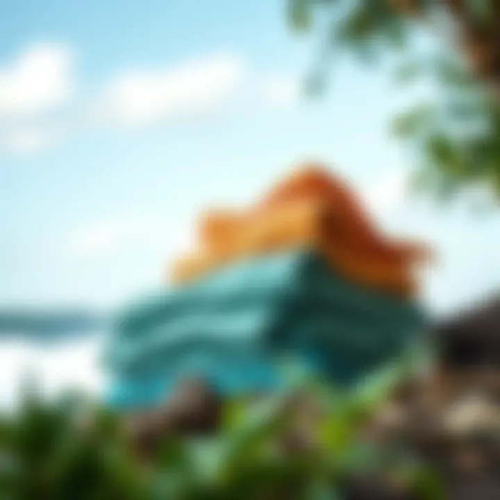 Sustainable Surf Changing Towels in Nature Eco-friendly surf changing towels in a natural setting