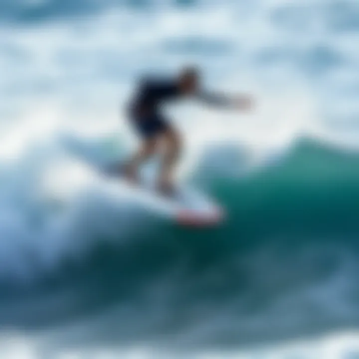 Electric Foil Surfboard in Action Electric foil surfboard on a wave