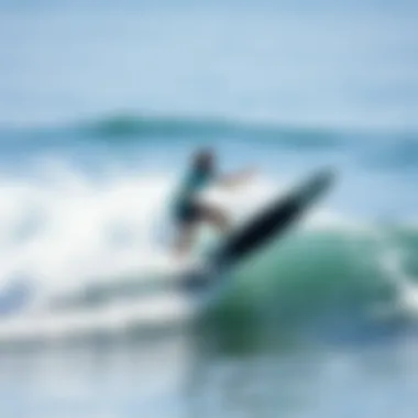 Electric Surfboard in Action Electric surfboard gliding over waves