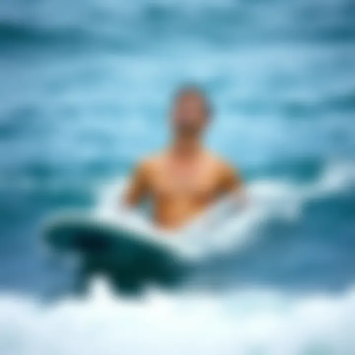 Surfer demonstrating advanced breathing techniques in the ocean