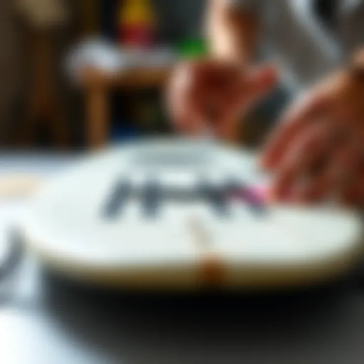 Maintaining Skimboard Stomp Pads Skimboard stomp pads being cleaned and maintained