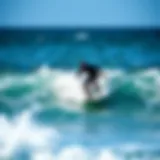 Surfer practicing on the waves