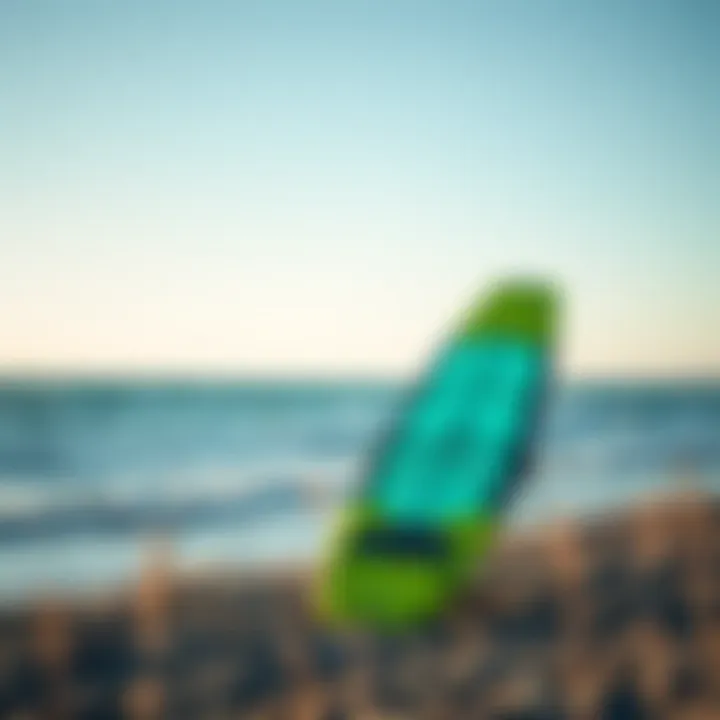 Sustainable Wind Surf Gear Eco-friendly wind surf gear displayed on the shore