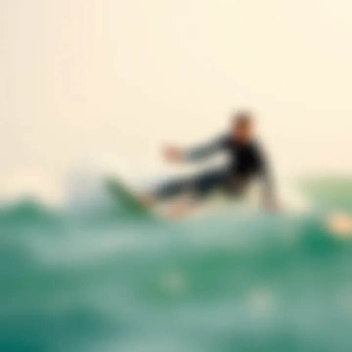 Dynamic Performance of Essentials Wetsuit in Action Surfer performing in the water wearing an essentials wetsuit