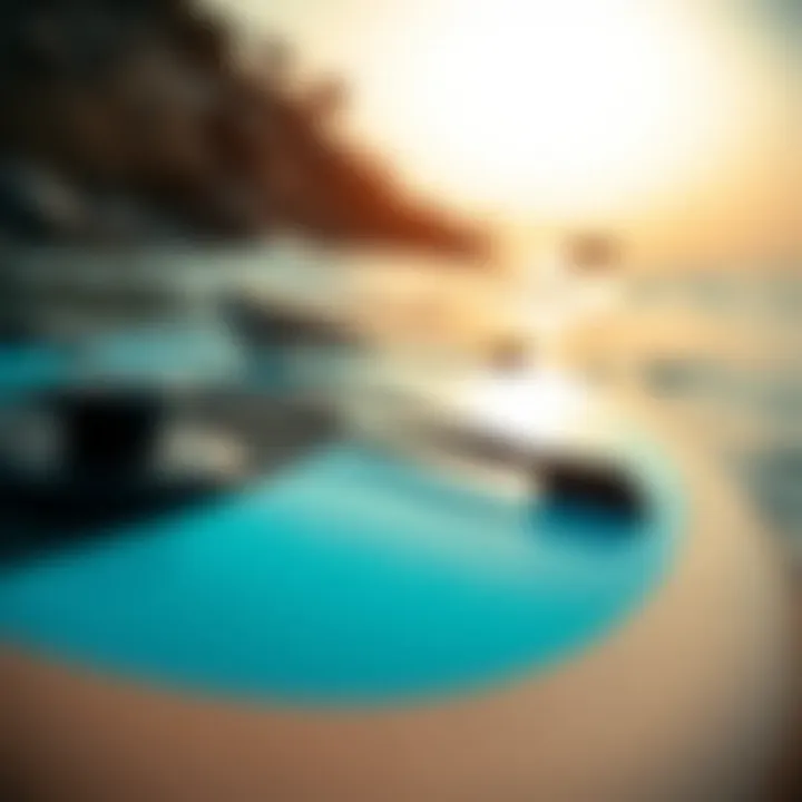 Close-up of a paddle board's design showcasing its features