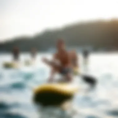 Diverse group of paddle board enthusiasts enjoying their experience